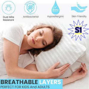 Pillows Striped Ultra Soft Luxury Jumbo Super Bounce Back Pillows – 2 Pack