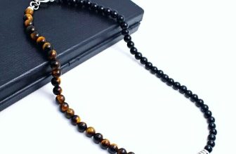 Natural Black Onyx With Tigers Eye Gemstone 6mm Beads Men Women Necklace 18″ UK