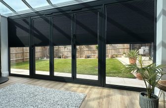 2 x Blinds2Go BiFold ClickFIT DuoShade Pleated Blind Charcoal 100 x 197cm