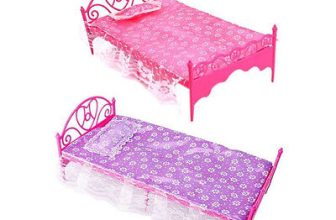 FASHION PRINCESS DOLL SIZED FURNITURE BED IN 2 COLOURS PINK OR PURPLE UK SELLER
