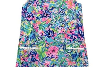 lilly pulitzer Size 8 Girls Aqua Sea Shell Pattern A Line Dress