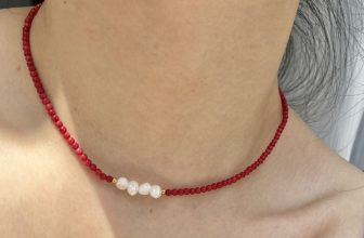 Freshwater White Pearl Necklace Female exquisite Red Beads Free Bag UK