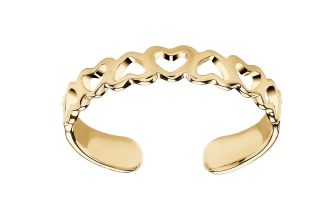 9ct Yellow Gold on Silver Heart Toe Ring – Adjustable