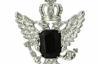 Stunning vintage look silver plated crown stone royal design brooch broach b36