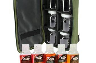 NGT Carp Fishing Glug Pot Bag with 5 x 50ml Liquids & 6 Glug Pots Set