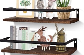 2X Wooden Floating Wall Shelves Display Unit Storage Decor Rustic Home Office UK