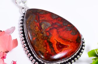 Seam Agate Gemstone Vintage Handmade Jewelry.925 Silver Pendant 2.2″ JT-9420