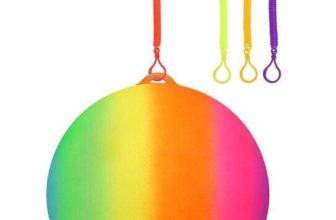 25CM NEON RAINBOW BALL With Keychain Beach Ball Toys Outdoor Play Fun Indoor