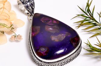 Rock Calcy Gemstone Vintage Handmade Jewelry.925 Silver Pendant 2.2″ MR11867