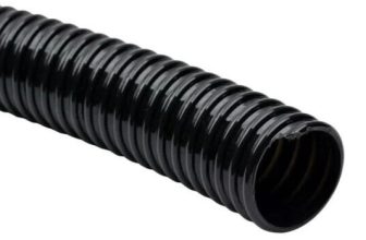 FLEXIBLE BLACK CORRUGATED █POND HOSE █ PUMP GARDEN PIPE FISH MARINE █ x2 CLIPS █