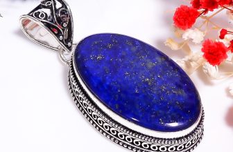Lapis Lazuli Vintage Handmade Jewelry.925 Silver Plated Pendant 2.2″ act-6342