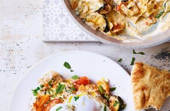 Courgettes with chilli-spiced yogurt and poached eggs