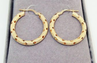 9CT HALLMARKED YELLOW GOLD TEXTURED & DIAMOND CUT 25MM ROUND HOOP EARRINGS