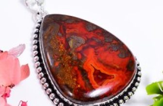 Seam Agate Gemstone Vintage Handmade Jewelry.925 Silver Pendant 2.2″ GSR-9420