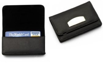 Black Leather Credit / Business card Holder Case with Magnetic Closing – w4430