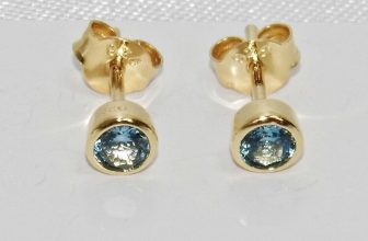9ct Yellow Gold on Silver London Blue Topaz Stud Earrings – December Birthstone