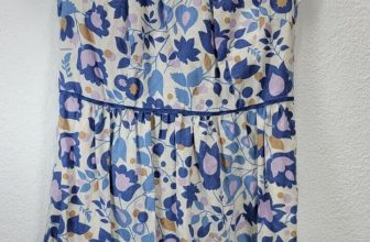 Boden Linen Blue Floral Summer Flare Dress Short Sleeve Cotton Lining Girl Sz 8R