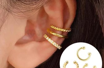 Ear Cuff 3pcs Set Sterling Silver Round CZ Gold Plated Cartilage Helix Clip On
