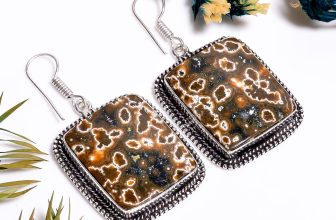 Ocean Jasper Gemstone Vintage Handmade Jewelry.925 Silver Earrings 2″ GSR-11576