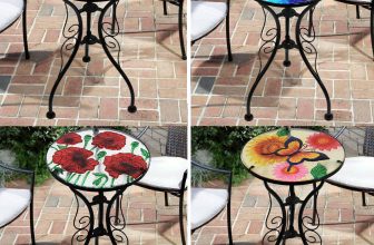 Iron/Glass Round Side Coffee Patio Table Mosaic Design Garden Flower Plant Stand