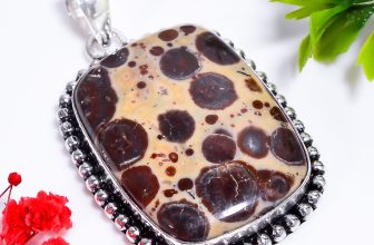 Asteroid Jasper Gemstone Vintage Handmade Jewelry.925 Silver Pendant 2″ KK9524