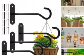 4Pcs 6″ Metal Hanging Basket Heavy Duty Garden Plant Hanger Hooks Set Wall Decor