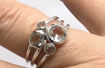 Clear quartz rock crystal multistone ring, solid Sterling Silver, bubble. New.
