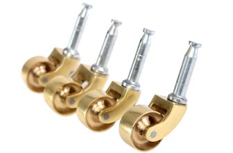 SOLID POLISHED BRASS CASTORS FINISH 25mm or 32mm GRIP NECK FURNITURE CASTORS