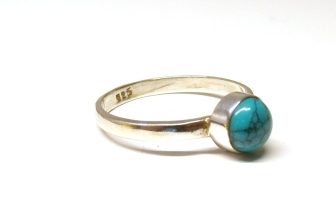 Handmade 925 Sterling Silver 6 mm Turquoise Stone Plain Band Ring Size H to Z+2