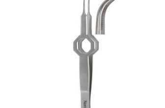 2 Foerster-Iris Eye Dressing Forceps, 3.75″, Curved Serrated Tips, 0.5mm Wide