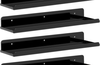 Lifewit Floating Plastic 38cm Shelves Room Decor Shelf For Wall 4 Pack – Black