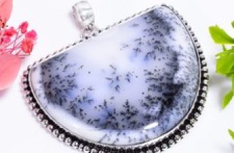 Dendrite Opal Gemstone Vintage Handmade Jewelry.925 Silver Pendant 2.3″ GSR-9442