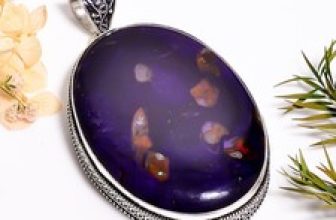 Rock Calcy Gemstone Vintage Handmade Jewelry.925 Silver Pendant 3″ MR-11923