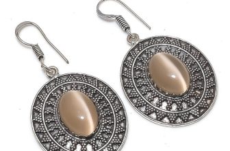 Monalisa Oval Shape Gemstone Earrings Vintage Handmade Jewelry 2.10″ RP 2703