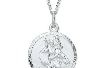 Sterling Silver ST Christopher Diamond Cut Pendant – Choice of Chain