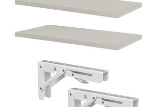 Highdecora Floating Shelves Wall Mounted Light Grey Depth 250mm Set of 2