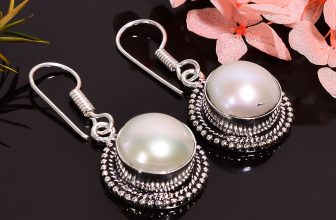Biwa Pearl Vintage Handmade Jewelry.925 Silver Plated Earrings 1.4″ Act-6682