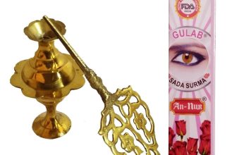 VINTAGE ISLAMIC ARABIC KOHL STICK BRASS BOTTLE JAR EYELINER CONTAINER WITH SURMA