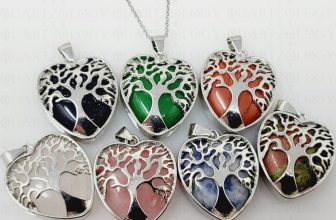 Quartz Crystal Necklace Tree of Life Heart Pendant 925 Sterling Silver Chain