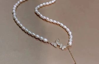 Vintage Pearl Chain Necklace With Butterfly Pendant Charms Neck Fashion Jewelry