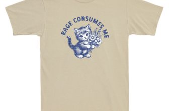 Rage Consumes Me Funny Kitty Cat With Flower Meme Humor Quote Gift Men’s T-Shirt