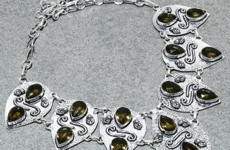 Faceted Smoky Quartz Pear Shape Gemstone Handmade Vintage Jewelry Necklace 18″