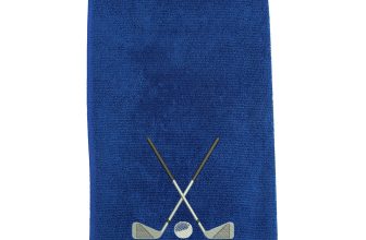 Personalised golf towel embroidered with golf clubs and your name