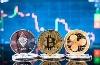 Business bitcoin, ethereum and XRP coins currency finance money