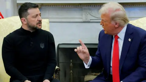 Reuters Ukrainian President Volodymyr Zelensky (left) and his US counterpart Donald Trump publicly clash at the White House. Photo: 28 February 2025
