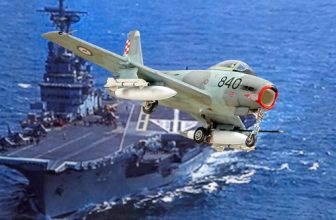 1:72 Commonwealth Aircraft Corporation (CAC) “Sea Sabre” Mk. 41; aircraft “840 (s/n 142833)” of the Royal Australian Navy 805 Squadron (VF-805); HMAS Melbourne (R 21), 1979 (Whif/modified Sword kit)