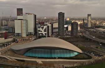 View From The ArcelorMittal Orbit, Queen Elizabeth Olympic Park, London, England.