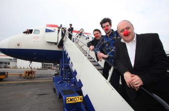 Dara O Briain, Jack Whitehall and Jon Richardson just before boarding the smile high gig