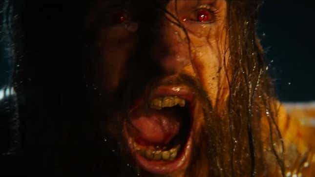 A screaming undead with red eyes.