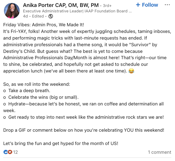 Admin Pro Day - LinkedIn Example